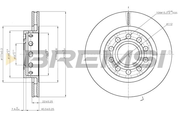 Bremsi DBC181V Rear ventilated brake disc DBC181V