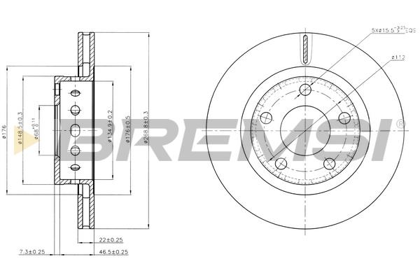 Bremsi DBC151V Brake disc DBC151V