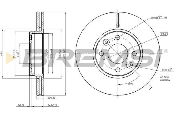 Bremsi DBB978V Front brake disc ventilated DBB978V