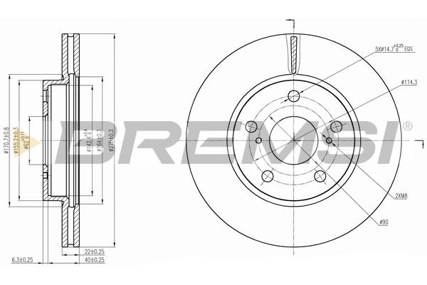 Bremsi DBB789V Front brake disc ventilated DBB789V