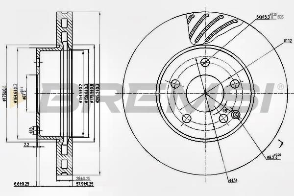 Bremsi DBB690V Front brake disc ventilated DBB690V