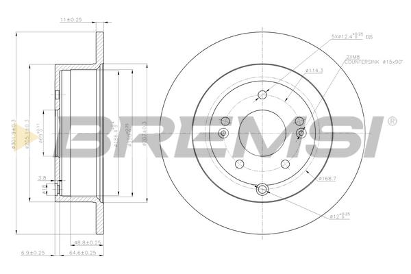 Bremsi DBB671S Rear brake disc, non-ventilated DBB671S