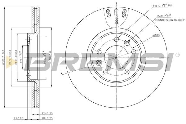 Bremsi DBB652V Rear ventilated brake disc DBB652V