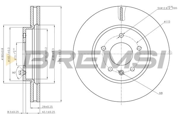 Bremsi DBB625V Front brake disc ventilated DBB625V