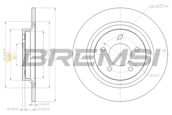 Bremsi DBB547S Rear brake disc, non-ventilated DBB547S