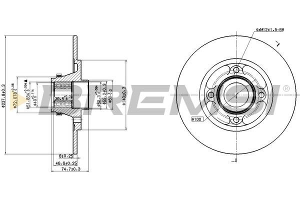Bremsi DBB515S Rear brake disc, non-ventilated DBB515S