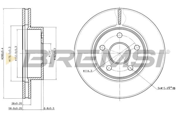 Bremsi DBB471V Front brake disc ventilated DBB471V