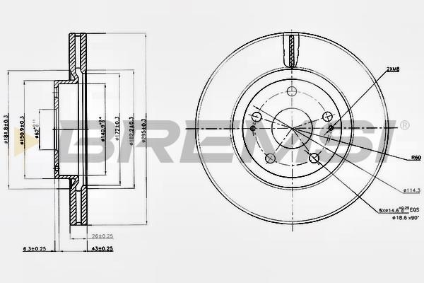 Bremsi DBB401V Front brake disc ventilated DBB401V