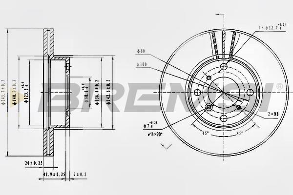 Bremsi DBB396V Front brake disc ventilated DBB396V