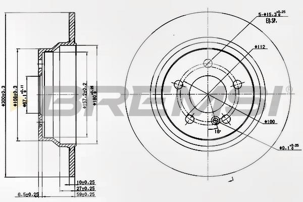 Bremsi DBB308S Rear brake disc, non-ventilated DBB308S