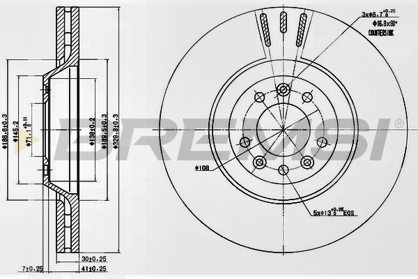 Bremsi DBB274V Front brake disc ventilated DBB274V