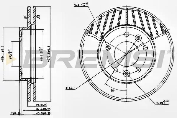 Bremsi DBB146V Front brake disc ventilated DBB146V