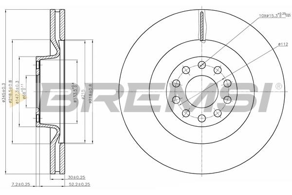 Bremsi DBB137V Front brake disc ventilated DBB137V