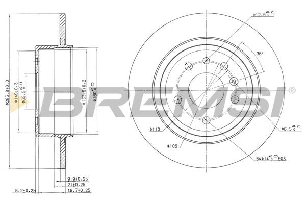 Bremsi DBB116S Rear brake disc, non-ventilated DBB116S