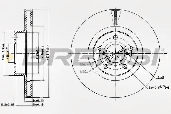 Bremsi DBA679V Front brake disc ventilated DBA679V