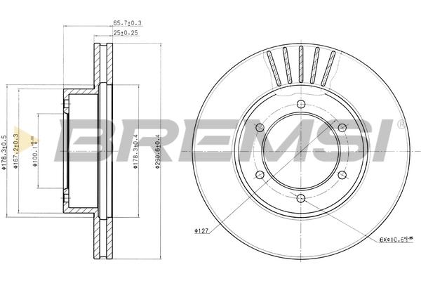 Bremsi DBA614V Front brake disc ventilated DBA614V