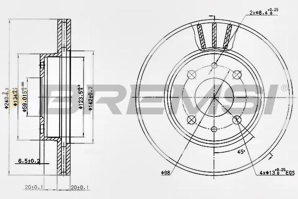 Bremsi DBA148V Rear brake disc, non-ventilated DBA148V