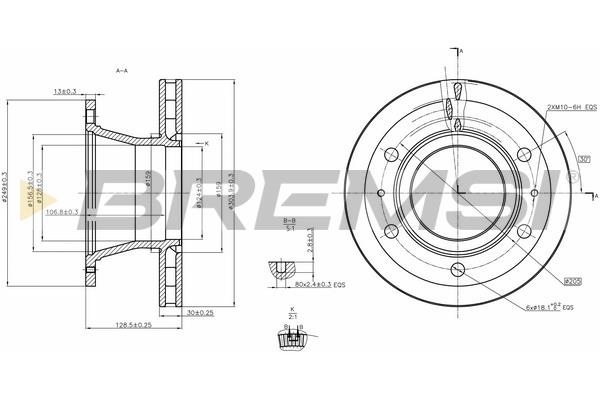 Bremsi DB0322V Brake disk DB0322V