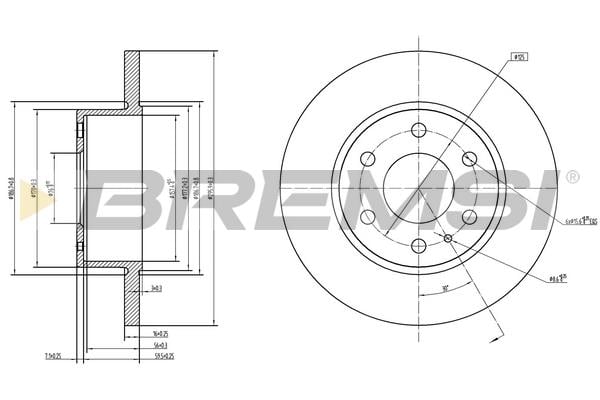 Bremsi DB0315S Rear brake disc, non-ventilated DB0315S