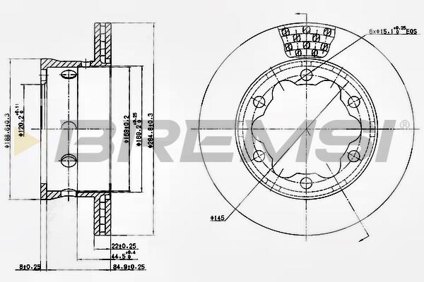 Bremsi DB0191V Rear ventilated brake disc DB0191V