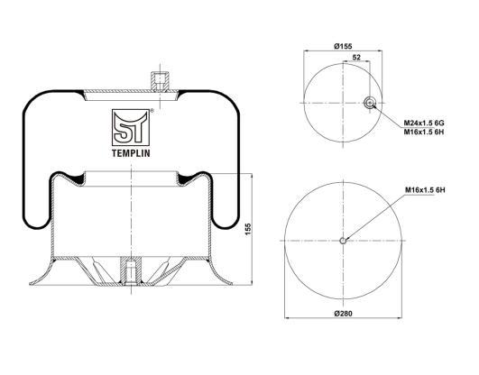 Templin 04.060.6106.220 Boot, air suspension 040606106220