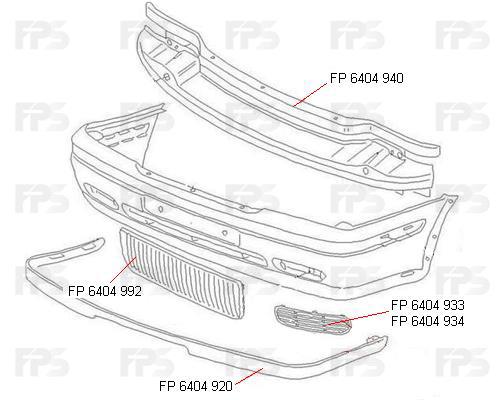 FPS FP 6404 934 Front bumper grille (plug) right FP6404934