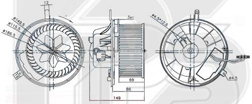 FPS FP 64 W0204 Fan assy - heater motor FP64W0204