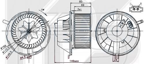 FPS FP 64 W0205 Fan assy - heater motor FP64W0205