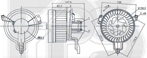 FPS FP 20 W0213 Fan assy - heater motor FP20W0213