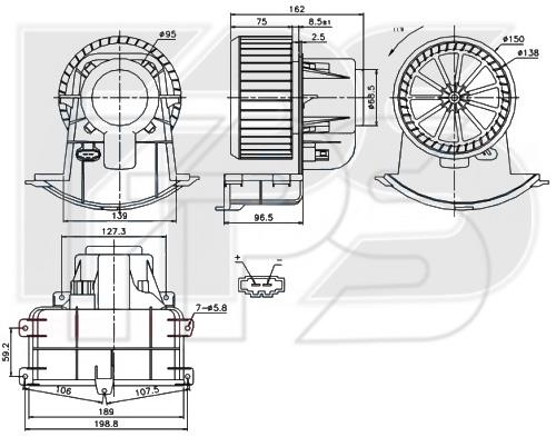 FPS FP 74 W0370 Fan assy - heater motor FP74W0370