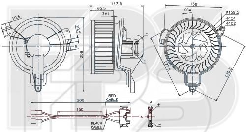 FPS FP 20 W0212 Fan assy - heater motor FP20W0212