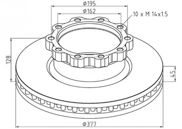 Brake rotor MAN: 03611700A PE Automotive Front vented brake disc