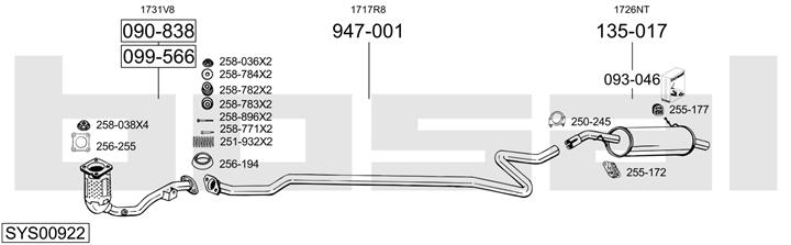 Bosal SYS00922 Exhaust system SYS00922