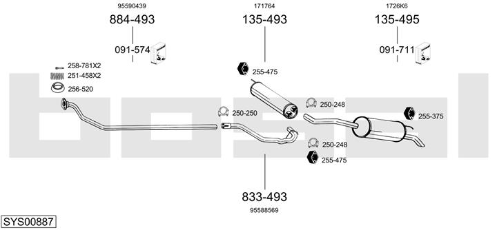 Bosal SYS00887 Exhaust system SYS00887