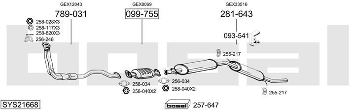 Bosal SYS21668 Muffler assy SYS21668