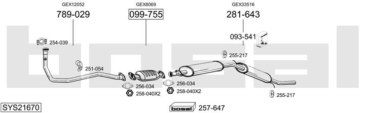 Bosal SYS21670 Muffler assy SYS21670