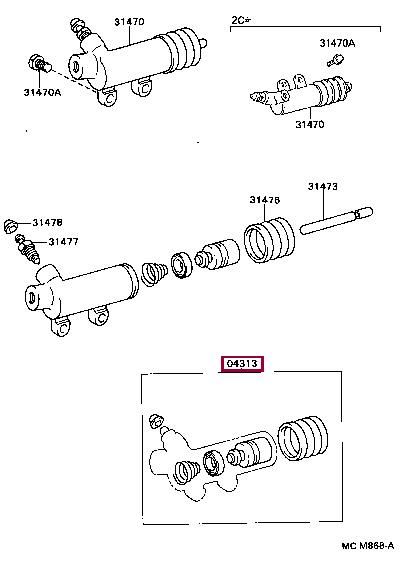 Clutch slave cylinder repair kit Toyota: 0431330130 Toyota Clutch slave cylinder repair kit