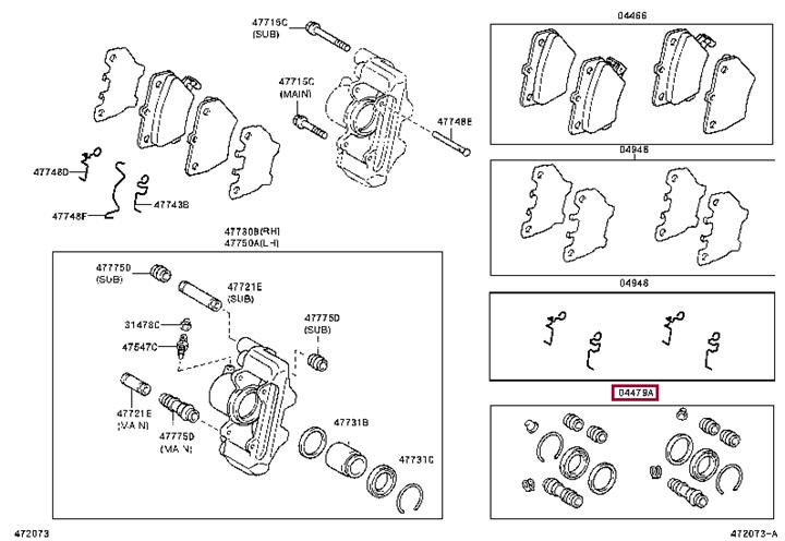 Toyota 04479-20340 Repair Kit, brake caliper 0447920340