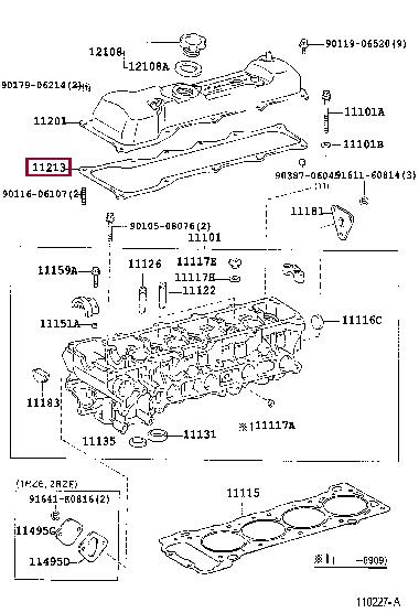 Toyota 11213-75020 Gasket, cylinder head cover 1121375020