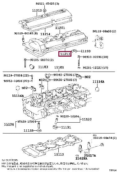 Toyota 11213-76020 Gasket, cylinder head cover 1121376020