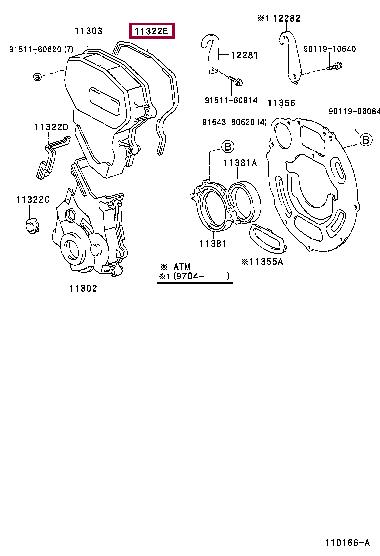1132911010 Toyota Front engine cover gasket