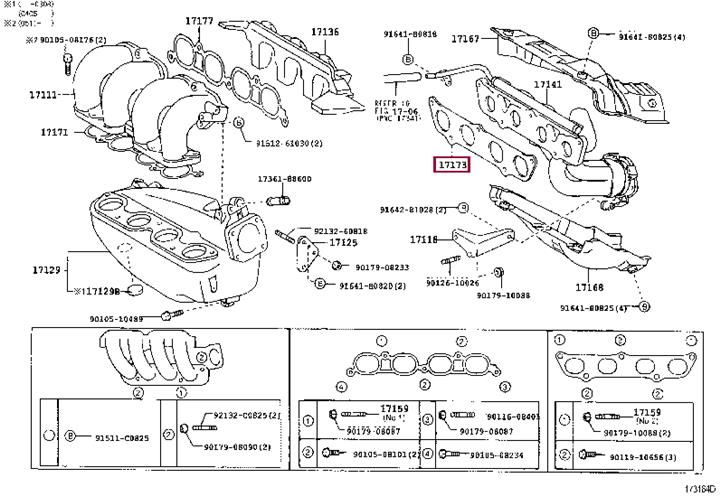 Toyota 17173-88601 Exhaust manifold dichtung 1717388601