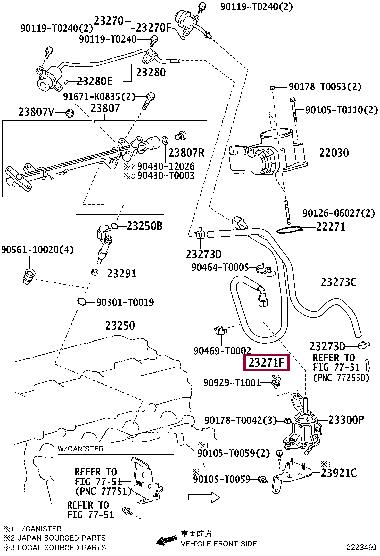 232710C011 Toyota Hose, fuel system pressure tester