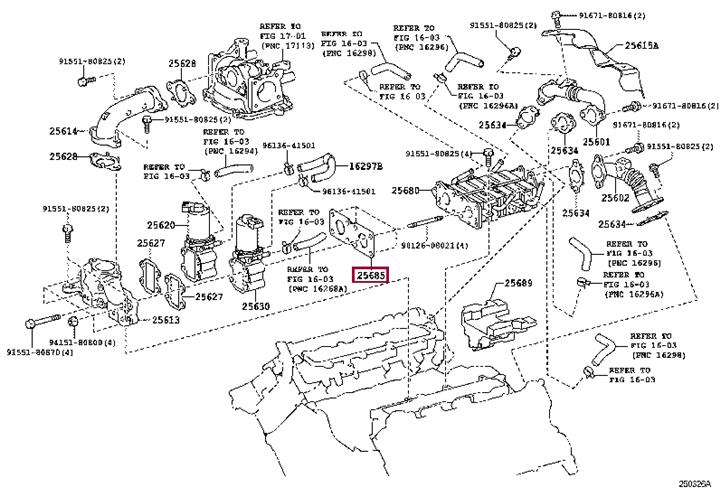 2568551010 Toyota GASKET EGR COOLER