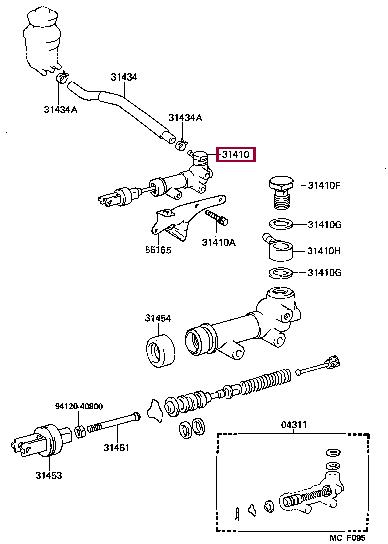 Clutch master cylinder Toyota Liteace: 3142037040 Toyota Master cylinder, clutch