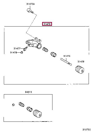 Clutch slave cylinder Toyota Rav 4: 3147042031 Toyota Clutch slave cylinder