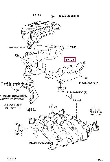 Toyota 17173-21020 Exhaust manifold dichtung 1717321020
