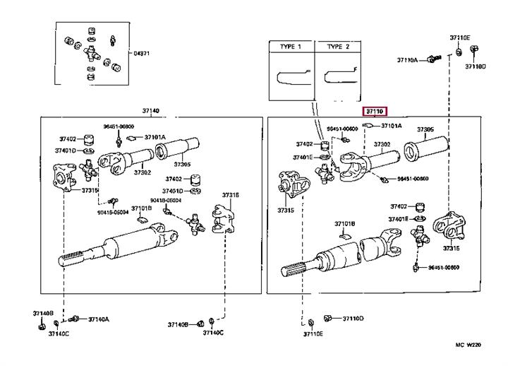 3711060610 Toyota Propeller shaft
