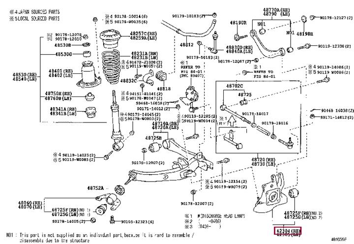 Toyota 42304-05101 CARRIER SUB-ASSY, RR 4230405101