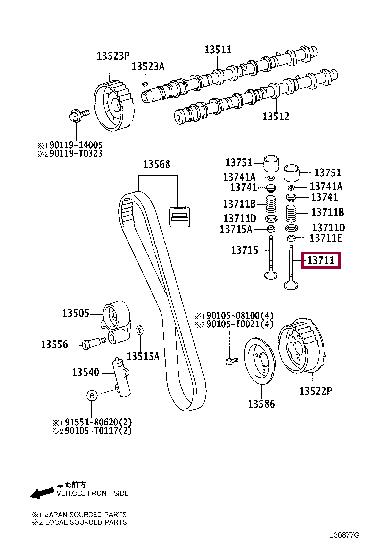 Toyota 13711-30040 Intake valve 1371130040